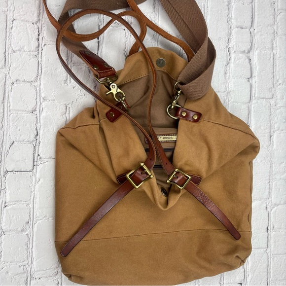 Canvas Tote Bag Men Women Messenger Crossbody Shoulder Large Bag Leather Straps - Picture 15 of 16